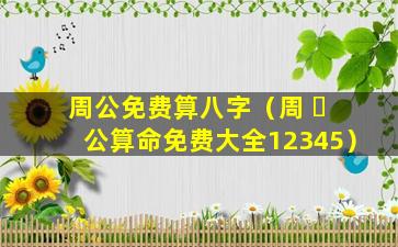 周公免费算八字（周 ☘ 公算命免费大全12345）
